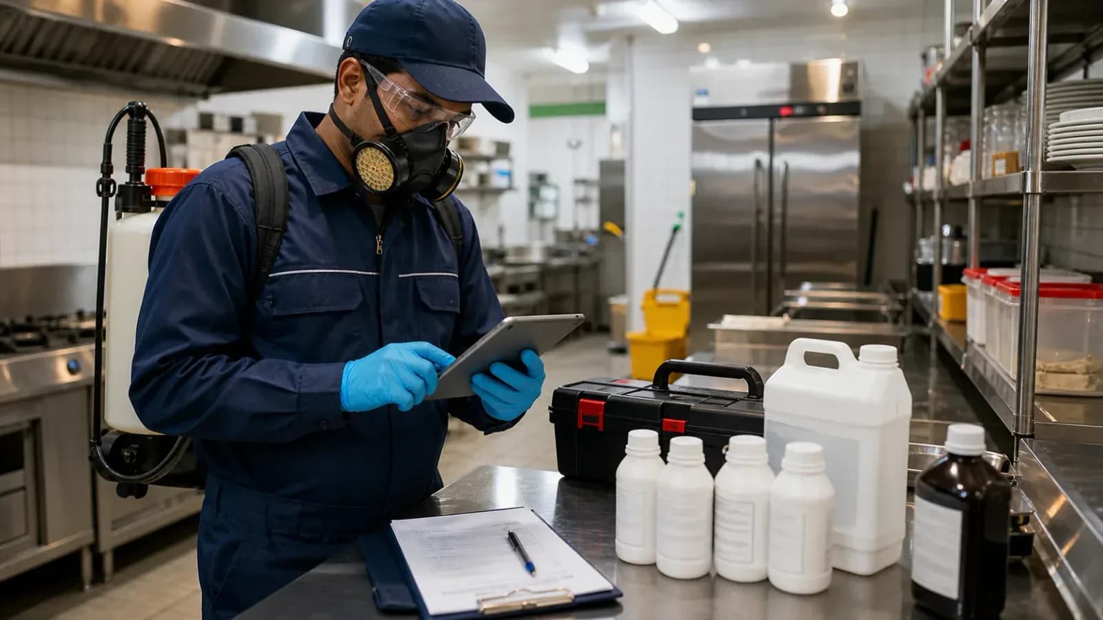 Pest control technician compliance workflow with treatment proof and route tracking