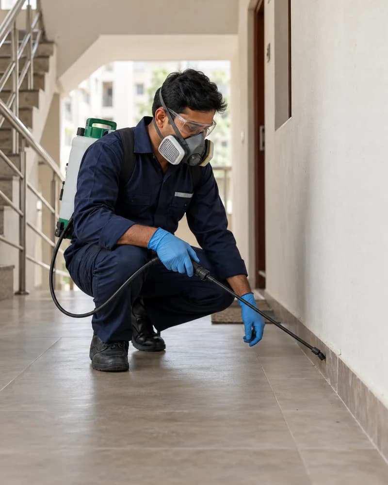 Professional pest control technician at work